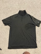 Nike Golf Polo Shirt Mens XL Tour Performance Dri-fit Black Striped