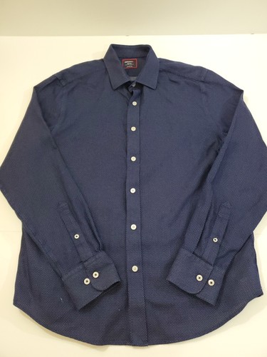 Camicia UNTUCKit Milo WF taglia media blu scuro a pois manica lunga con bottoni - Foto 2 di 12