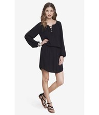 Express Black Lace Up Long Sleeve Drop Waist Dress S
