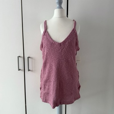 Free People We The Free Don't Go Tanktop Gr. L Rose V-Ausschnitt