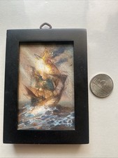 Esao Andrews Original Painting Tiny Trifecta Ship Art