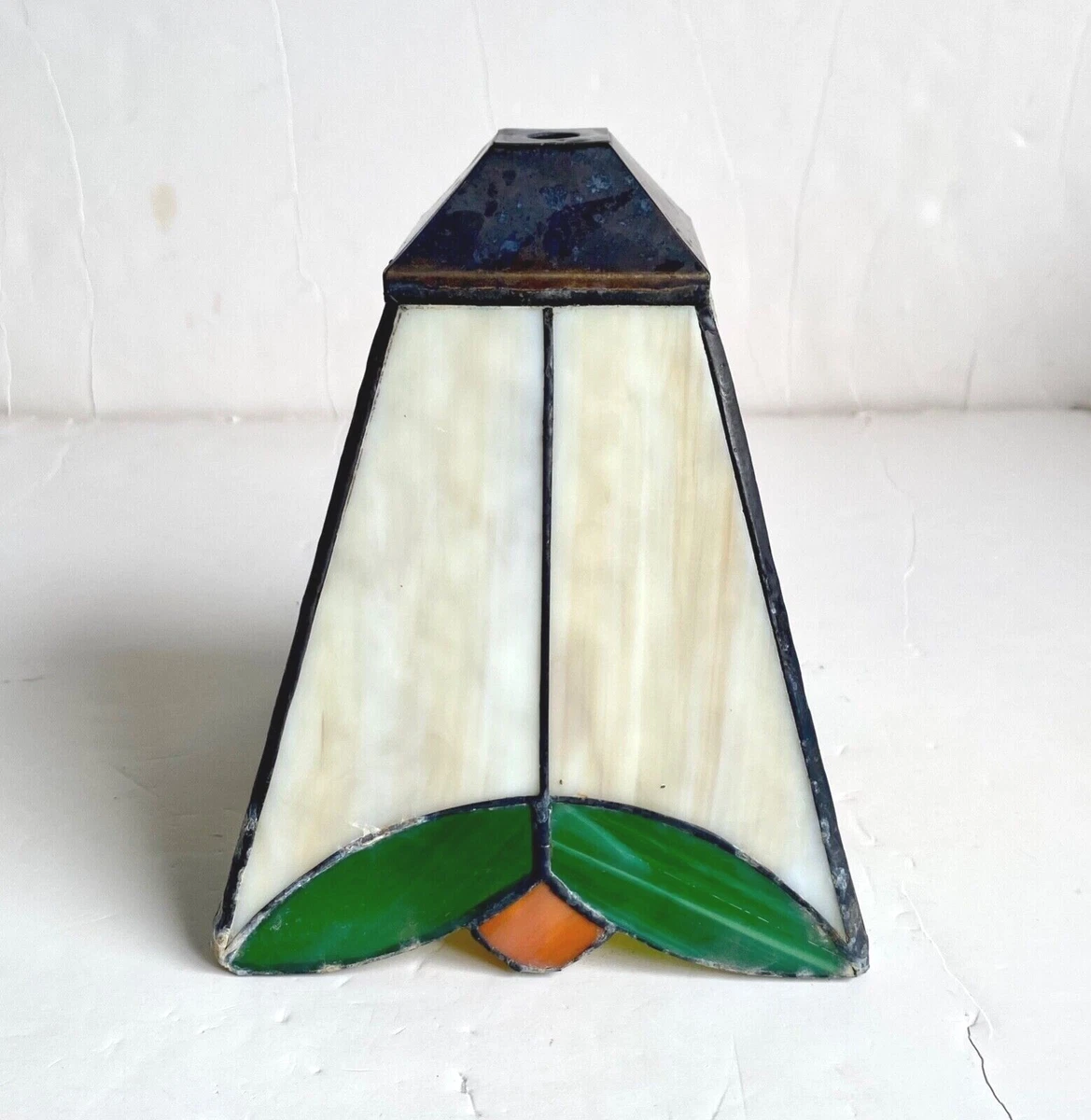 Vintage Stained Glass Table Lamp Base Shade Tiffany Style Mission