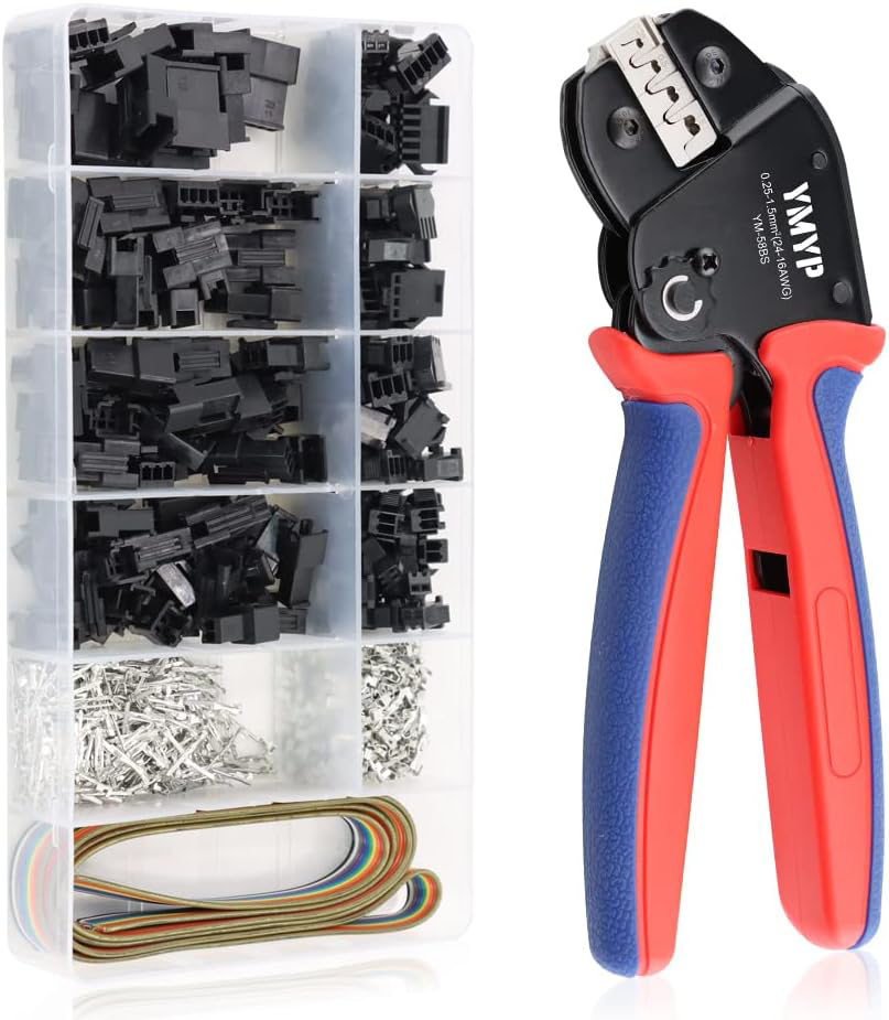 Open Barrel Terminal Wire Crimping Tool with 590PCS JST-SM Connectors Kit- 24-16