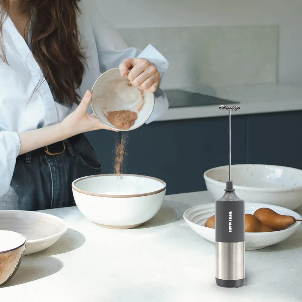 Milk Frother Handheld Battery Operated, Waterproof Electric Whisk Foam Maker ...