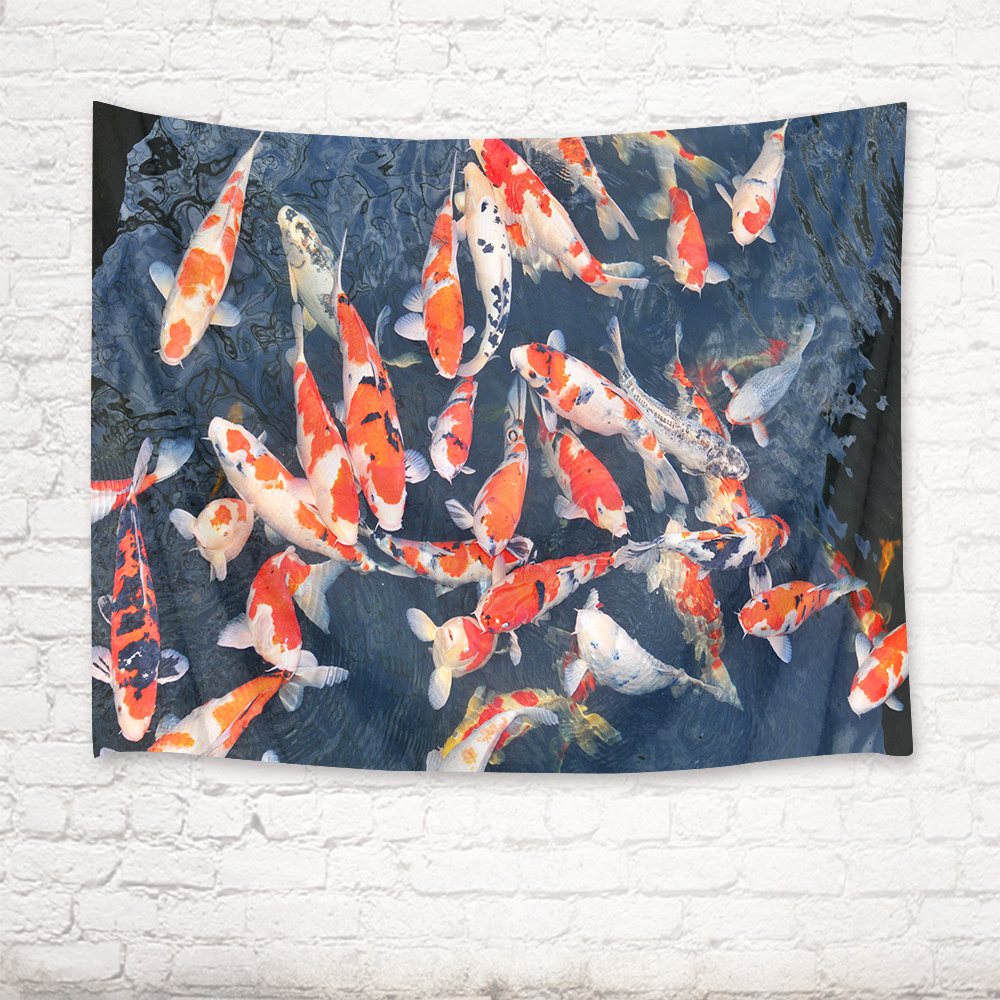 Pond Swimming Koi Tapestry Wall Hanging For Living Room Bedroom