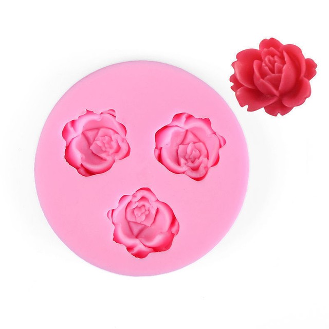 3D ROSE FLOWER Silicone Fondant Cake Mold Plant Leaf Chocolate Baking DIY Mould