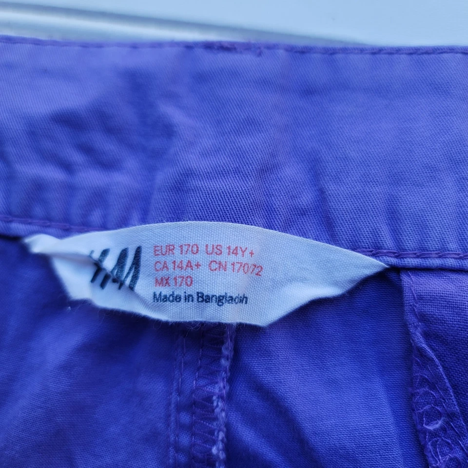 Pantalones H&M Talla 14Y+ Púrpura Jóvenes Niñas 100% Algodón Chino Informal Bolsillos 30x30 Foto 2 de 4