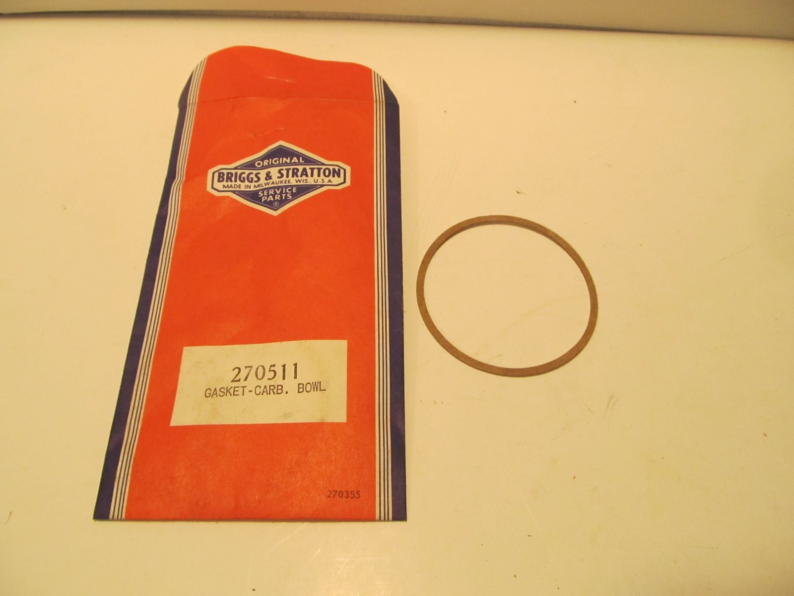 GENUINE BRIGGS AND STRATTON CARB BOWL GASKET 270511 carburettor bowl