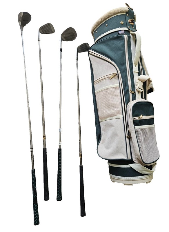 Vintage Hunter Golf Bag Carry W/Strap With 4 x GOLF STICKS 