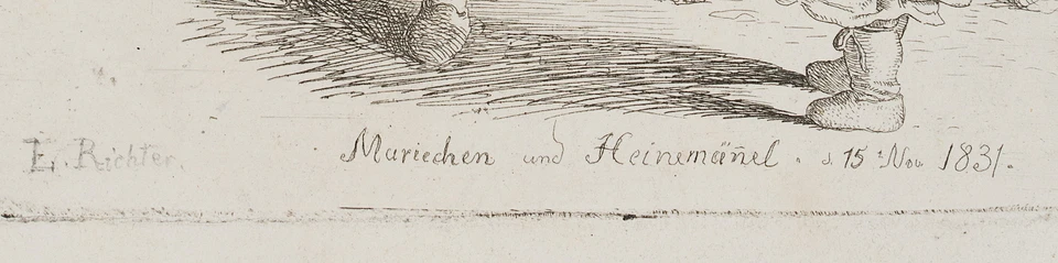 L. RICHTER (1803-1884), Mariechen und Heinemännel, 1831, Radierung Romantik - Bild 4 von 4