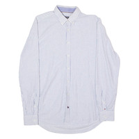 TOMMY HILFIGER Tailored Slim Fit Mens Shirt White Striped Long Sleeve L