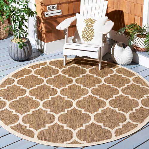 SAFAVIEH Indoor Outdoor CY6914-242 Courtyard Brown / Bone Rug - Picture 12 of 31