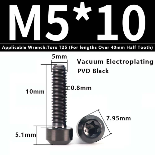 M4M5M6M8M10 Titanium Bolts Taper Cone Socket Head Motorcycle Modification Screws - Picture 136 of 205