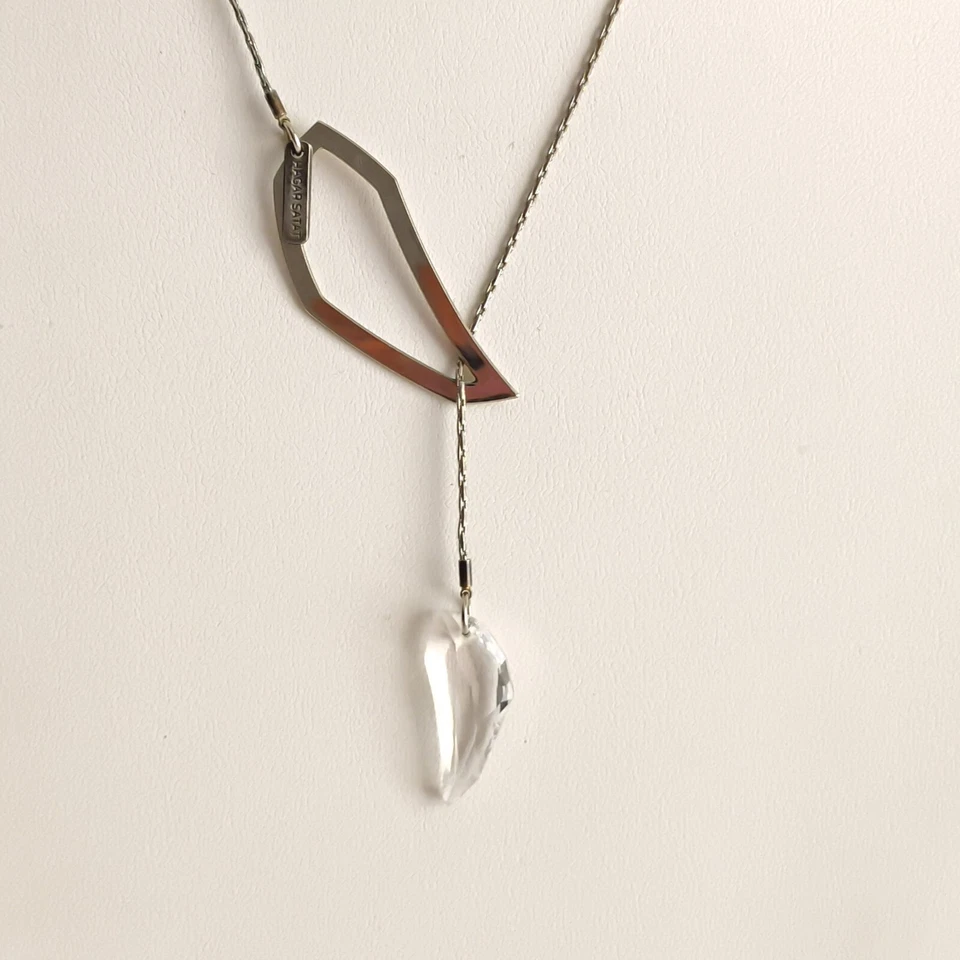 Collar Colgante Firmado Agar Satat Cristal Multifacético Plata Y Gota Foto 3 de 4