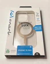 New Speck Presidio Lux MagSafe Case - iPhone 15 Pro Gold (Clear/Glitter)