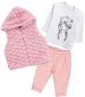 Newborn Baby Girls Clothes 3-Piece Outerwear Cotton Set Vest, Tshirt, Pants 3-6M