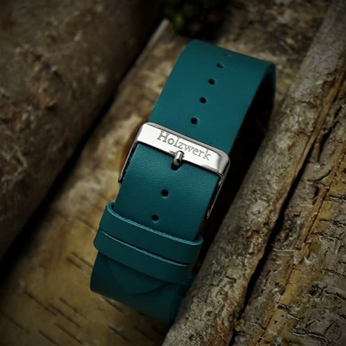 Holzwerk LIL KAHLA kleine Damen Holz Uhr mit Leder Armband, türkis blau & braun - Bild 5 von 7