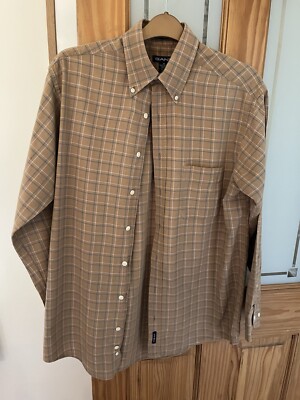 GANT Herren Gr. M Park Flanell Button-Down Hemd hellbraun kariert kariert