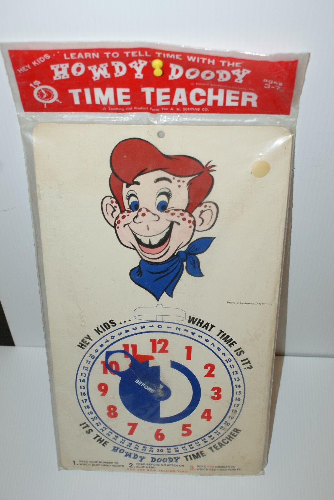 Vintage 1970's National Broadcasting Howdy Doody Time Teacher Clock NOS