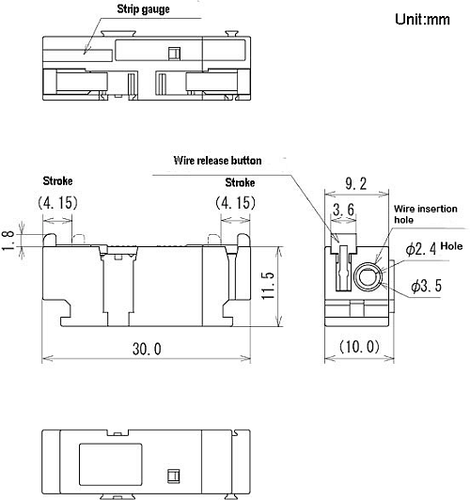 Sato Parts # ML-7000-BL BLUE Button, Single Side-Stackable Terminal Block - Picture 5 of 5