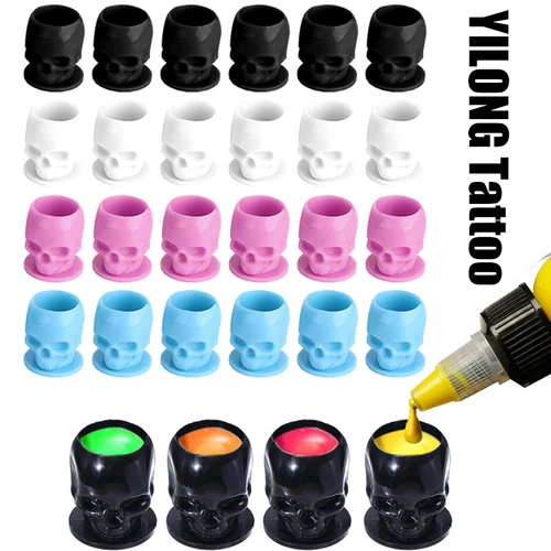 200-1000Pcs Professional Skull Shape Tattoo Ink Cups Base Prevent Falling Off - product listing photo