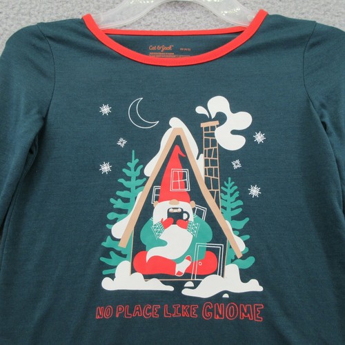 Cat & Jack Girls' 1-piece Festive Gnome Pajama Top only Teal XS (4/5) - Picture 2 of 8