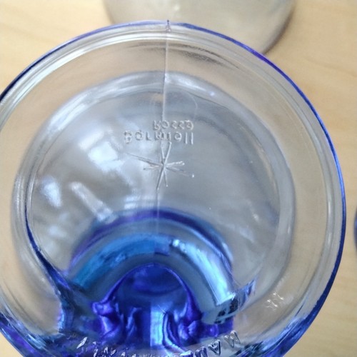 Bormioli Rocco Jerba 11 Unzen blau Flügel Glas Dessert Tasse Becher Italien 4er Set - Bild 5 von 6