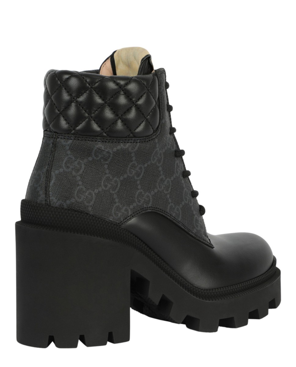 Gucci GG Supreme Leather Ankle Boots Women's Black 659691 UC810