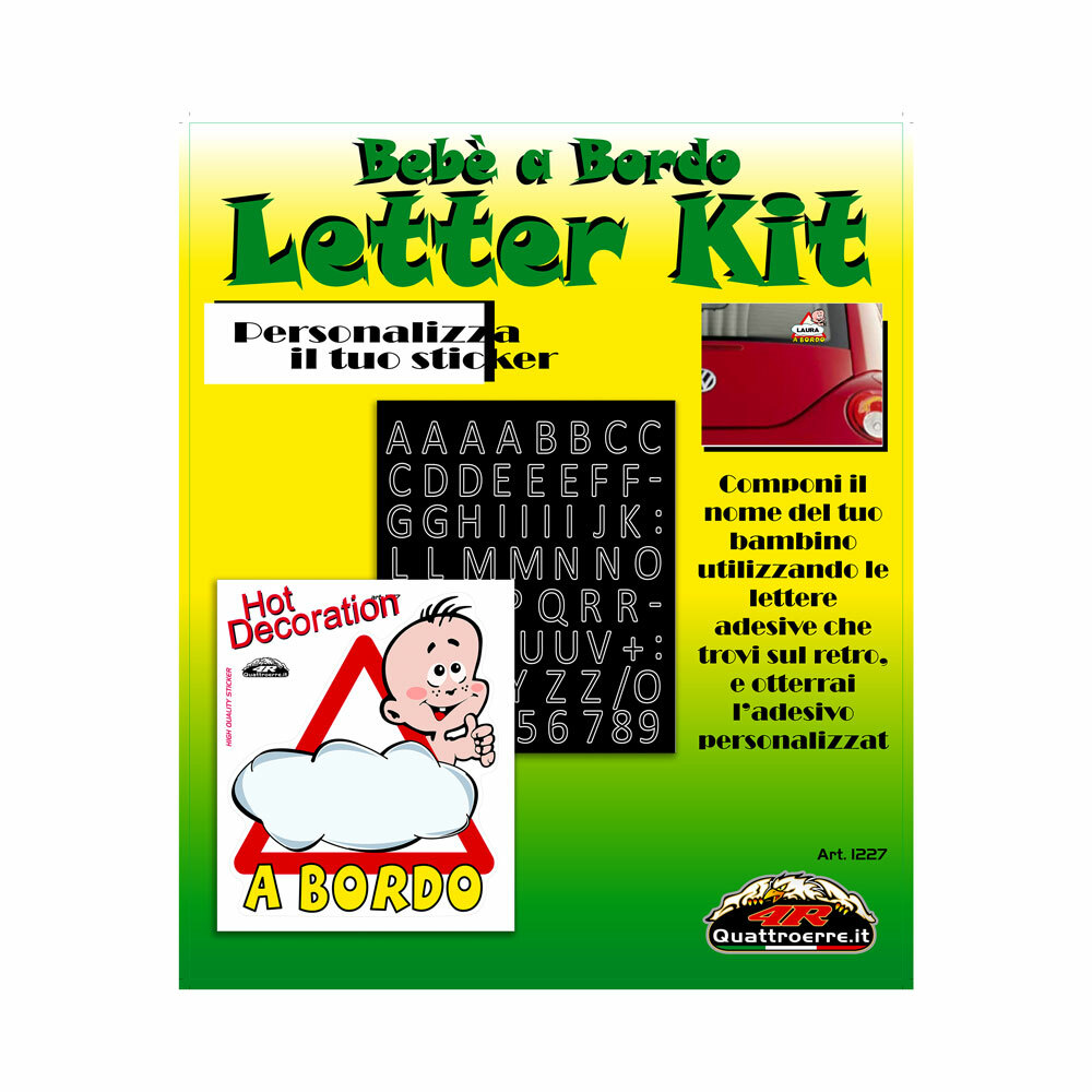 Kit Lettere Adesive Componibili Bebè a Bordo Colore Nero