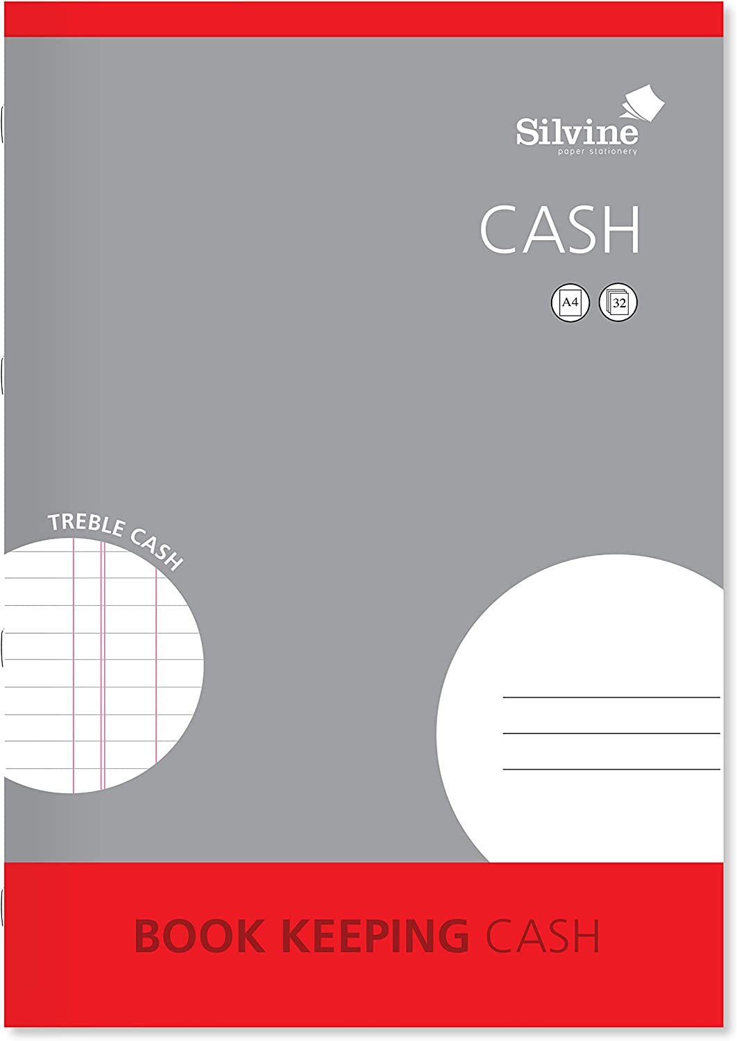 Pack of 3 32 Pages A4 Keeping Printed Treble Cash Books