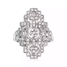 Art Deco-Inspired Old European Cut 1.05CT Cubic Zirconia Classic Handmade Ring