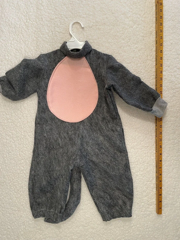 Disfraz Casero Halloween Niños-Ratón Gris y Capucha con Acentos Rosa Oreja y Estómago Foto 2 de 4