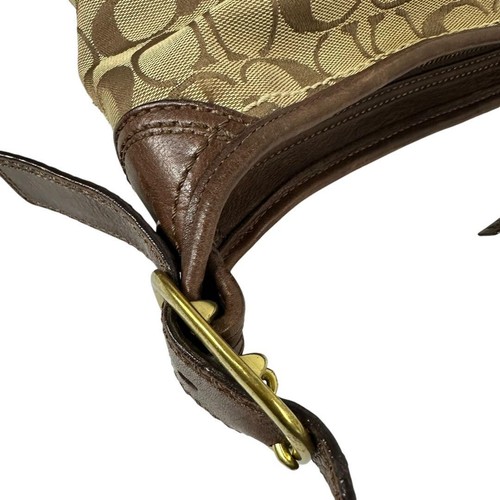 Autentica borsa a tracolla Coach Signature in pelle beige F12390 - Foto 11 di 16