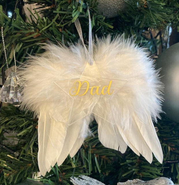 Personalised Angel Wings Memorial Christmas Tree Bauble / Decoration Feathers