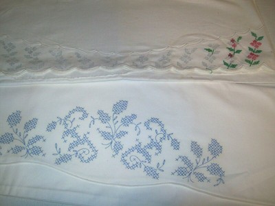 cross stitch pillowcases