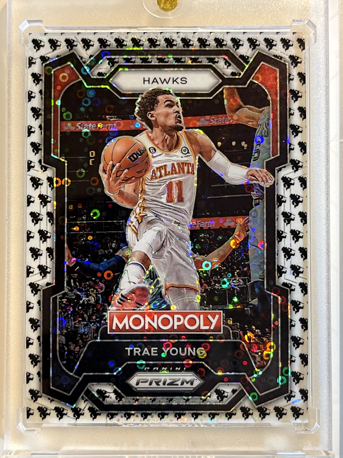 Trae Young 2023-24 Monopoly Prizm Black & White Monopoly Running Man SSP #4 Sp