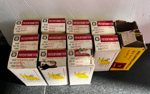 LOT OF 13 VINTAGE OHMITE RADIO REPAIR PARTS - TWO WATT TYPE AB POTENTIOMETERS