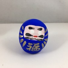 Japanese 1.75"H Blue Daruma Doll Wish Making Life Energy Achievement JAPAN MADE