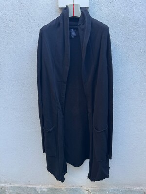 Thom Krom Owens Unisex Long Asymetric Cardigan Black Cotton Rippstrick M