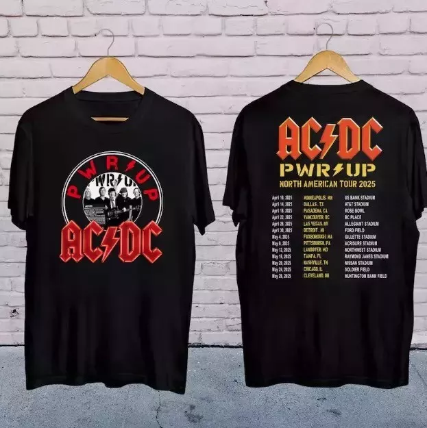 ACDC Pwr Up World Tour 2025 Shirt, Rock Band ACDC Tour 2025 T-Shirt
