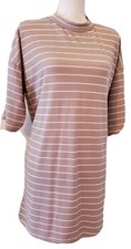 Pretty Little Thing Beige/White Striped Oversized T-Shirt Dress Size 4 (US SIZE)