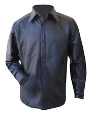 Mens Leather shirt Black Leather shirt for men Genuine Leather shirt Full Sleeve
