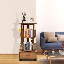 8-Compartments Storage Table Bedside Table Removable Swivel Bookcase Holder