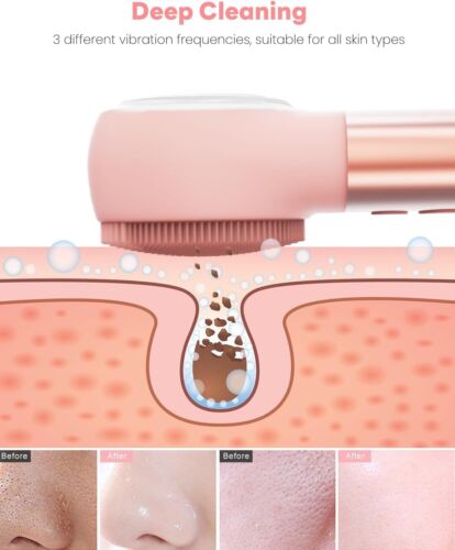 Cleansing Brush Waterproof Rechargeable Silicone Face Scrubber Heat & Cold - Picture 5 of 6