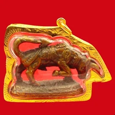 BisonTalisman Bull Thai Amulet Pendant LP Kalong Strength Powerful