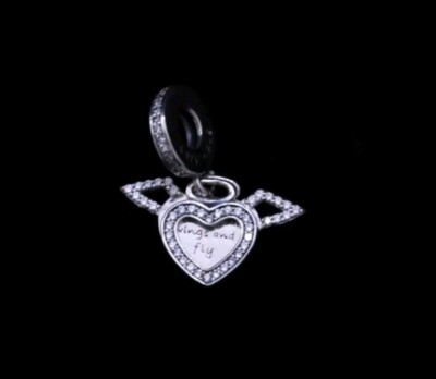 AUTHENTIC Pandora Heart & Angel Wings Dangle Charm 798485C01 NEW