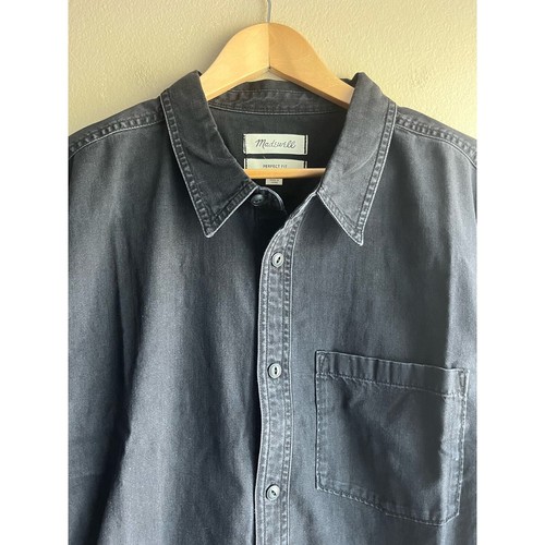 Camicia nera XXL manica lunga nuova Madewell perfetta vestibilità con bottoni - Foto 2 di 10