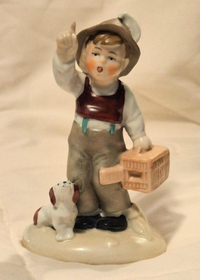 Antique German Fasold & Stauch Porcelain Boy & Dog Figurine #16720