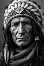 Native American Elder Portrait in Black & White Printable Digital Wall Art 24x36