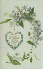 C-1910 Silk loves Token Floral Greeting Artist impression Postcard 22-1199